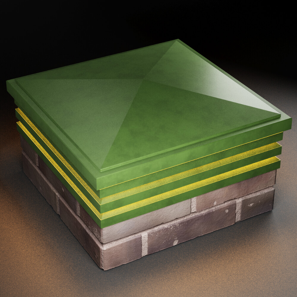 Колпак Zking Бона ХайТек Зеленый на столб 2х2 кирпича (513х513мм) с подсветкой в Орле фото