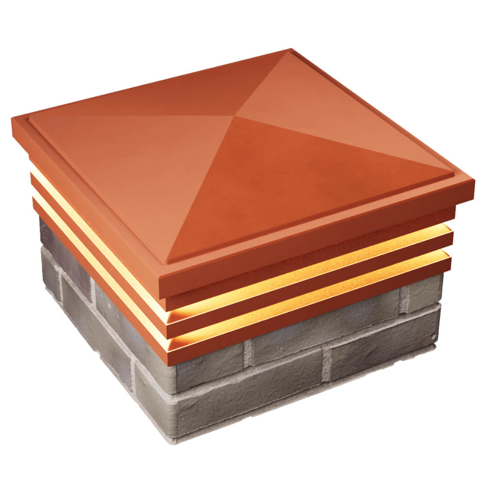 Колпак Zking Бона ХайТек Красный на столб 1.5х1.5 кирпича (385х385мм) с подсветкой в Орле фото