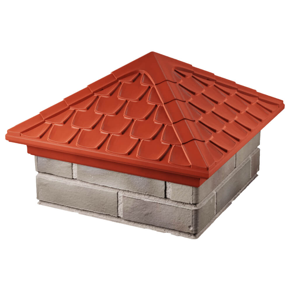 Колпак Zking Эльбрус Красный на столб 1.5х1.5 кирпича (385х385мм) в Орле фото