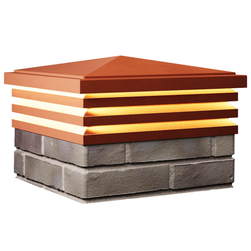 Колпак Zking Бона ХайТек Красный на столб 1.5х1.5 кирпича (385х385мм) с подсветкой в Орле фото