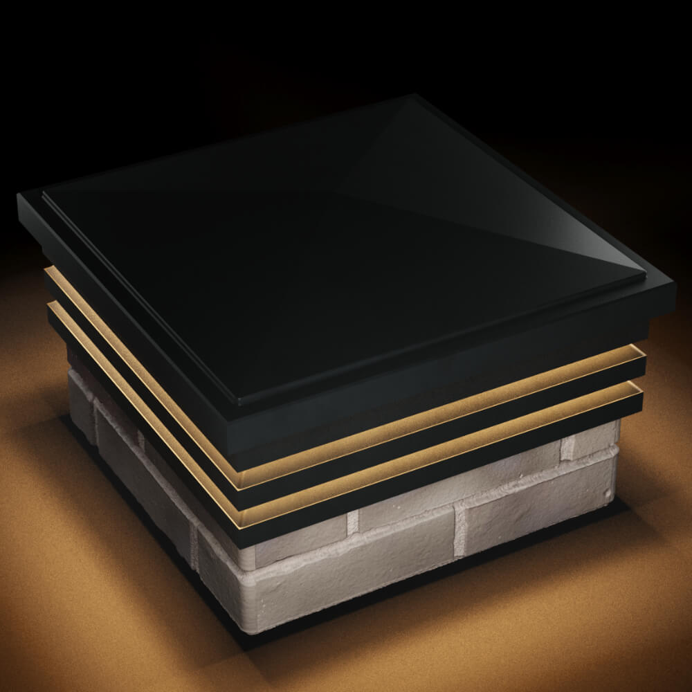 Колпак Zking Бона ХайТек Черный на столб 1.5х1.5 кирпича (385х385мм) с подсветкой в Орле фото