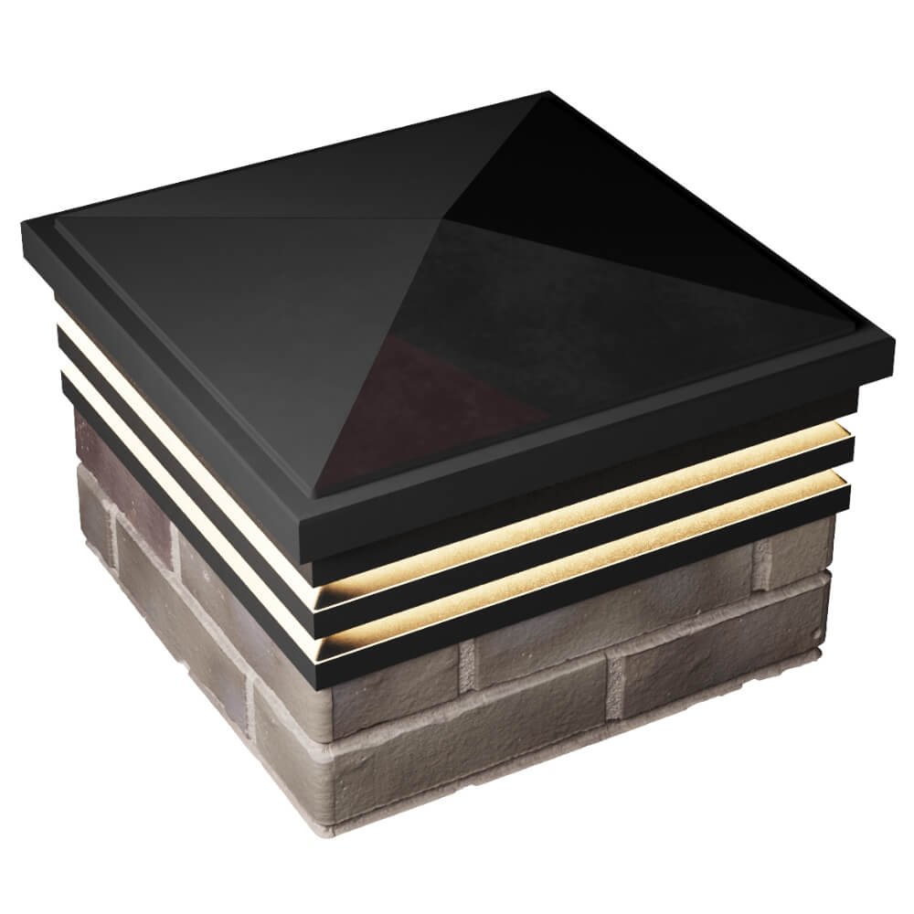 Колпак Zking Бона ХайТек Черный на столб 1.5х1.5 кирпича (385х385мм) с подсветкой в Орле фото