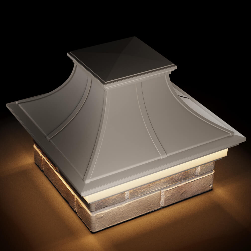 Колпак Zking Монблан Премиум Бежевый на столб 1.5х1.5 кирпича (385х385мм) с подсветкой в Орле фото