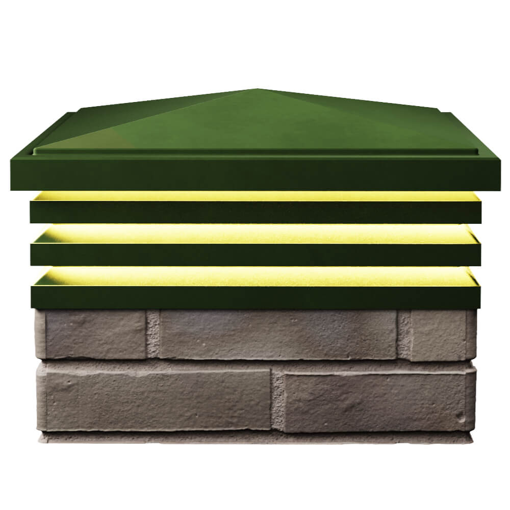 Колпак Zking Бона ХайТек Зеленый на столб 1.5х1.5 кирпича (385х385мм) с подсветкой в Орле фото