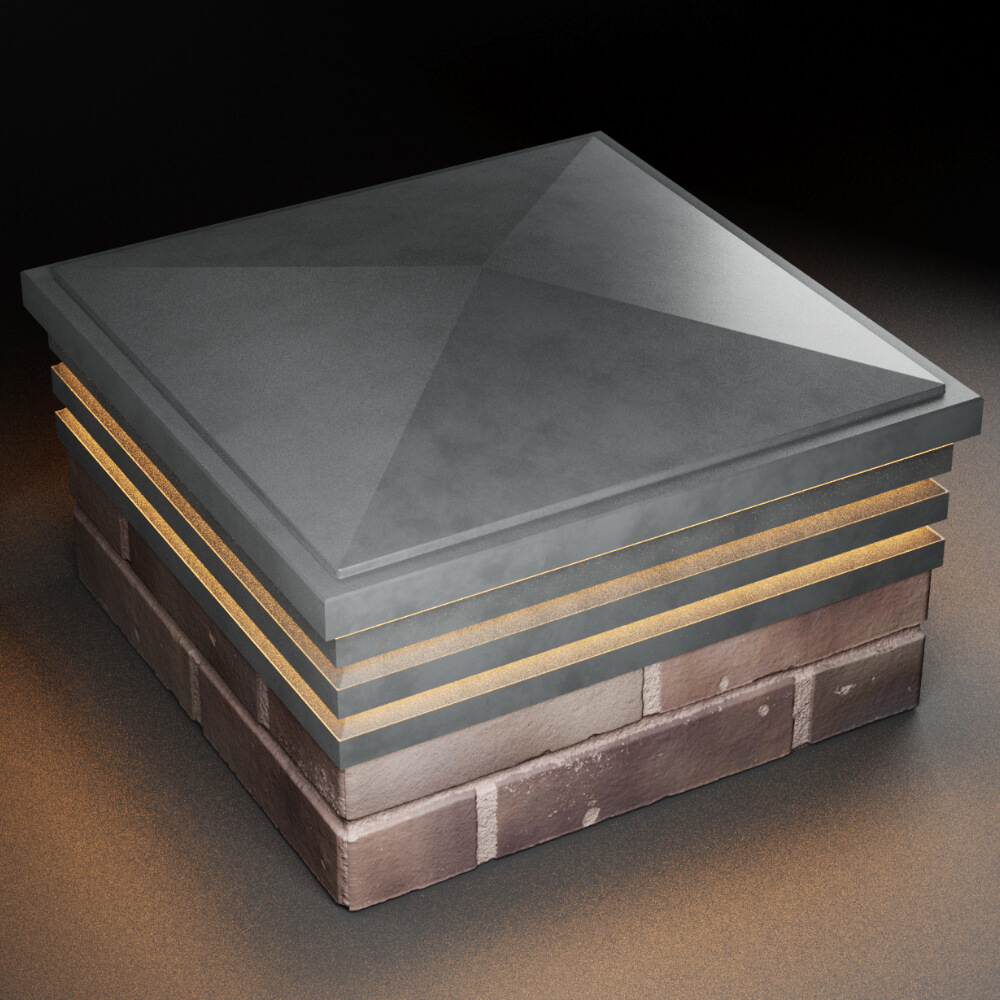 Колпак Zking Бона ХайТек Серый на столб 2х2 кирпича (513х513мм) с подсветкой в Орле фото