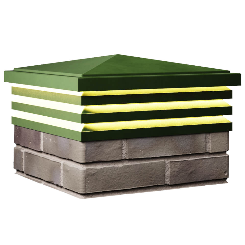 Колпак Zking Бона ХайТек Зеленый на столб 1.5х1.5 кирпича (385х385мм) с подсветкой в Орле фото