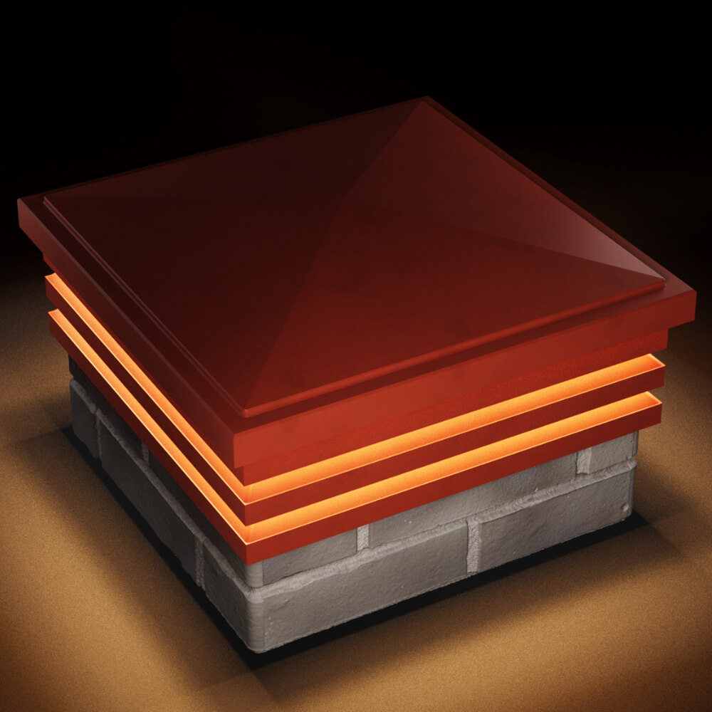 Колпак Zking Бона ХайТек Красный на столб 1.5х1.5 кирпича (385х385мм) с подсветкой в Орле фото
