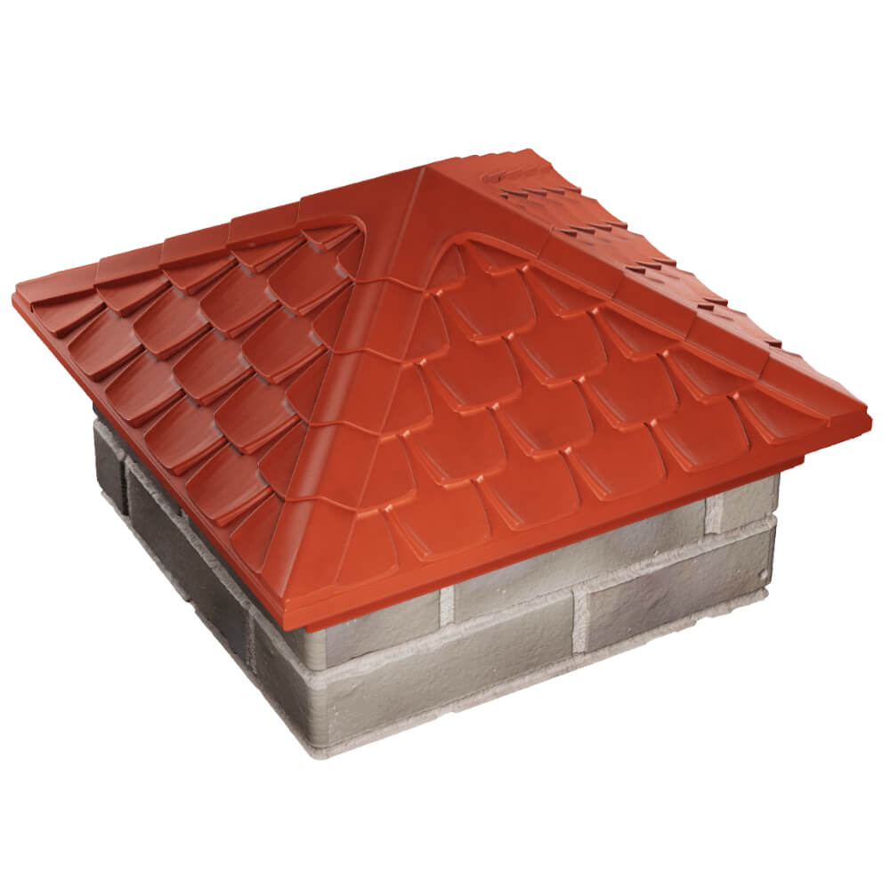 Колпак Zking Эльбрус Красный на столб 1.5х1.5 кирпича (385х385мм) в Орле фото