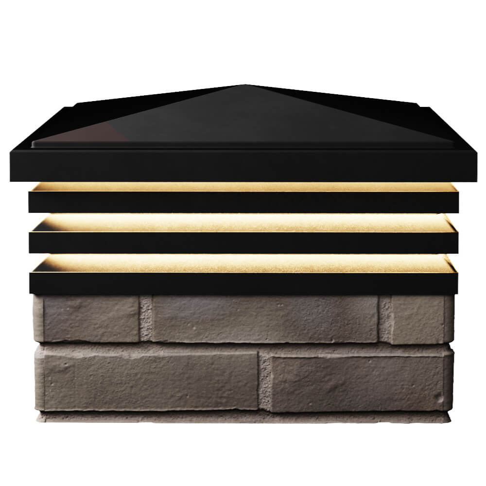 Колпак Zking Бона ХайТек Черный на столб 1.5х1.5 кирпича (385х385мм) с подсветкой в Орле фото