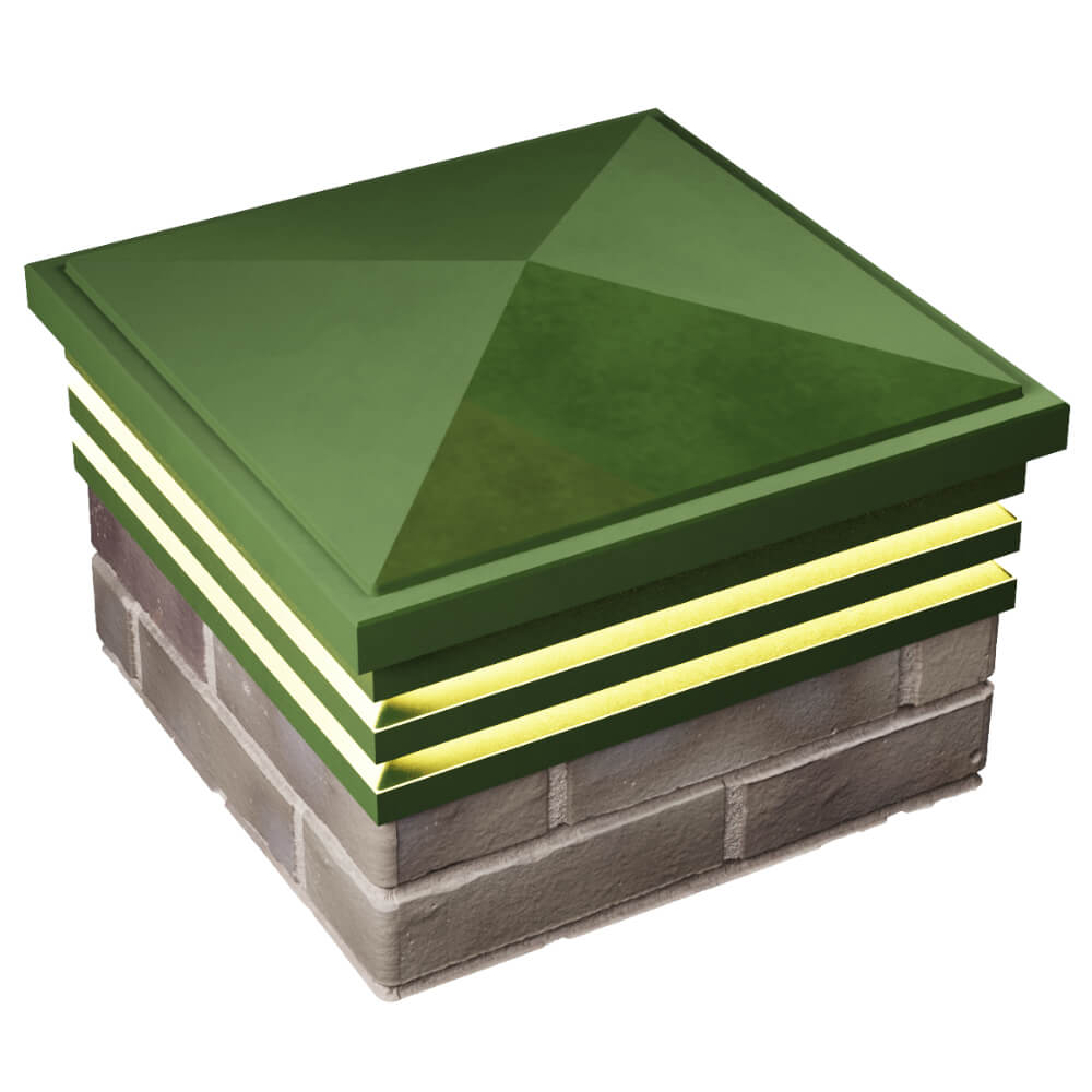 Колпак Zking Бона ХайТек Зеленый на столб 1.5х1.5 кирпича (385х385мм) с подсветкой в Орле фото