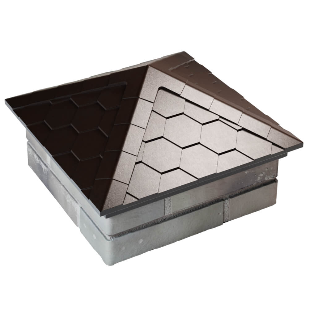 Колпак Zking Эверест Коричневый на столб 1.5х1.5 кирпича (390х390мм) в Орле фото