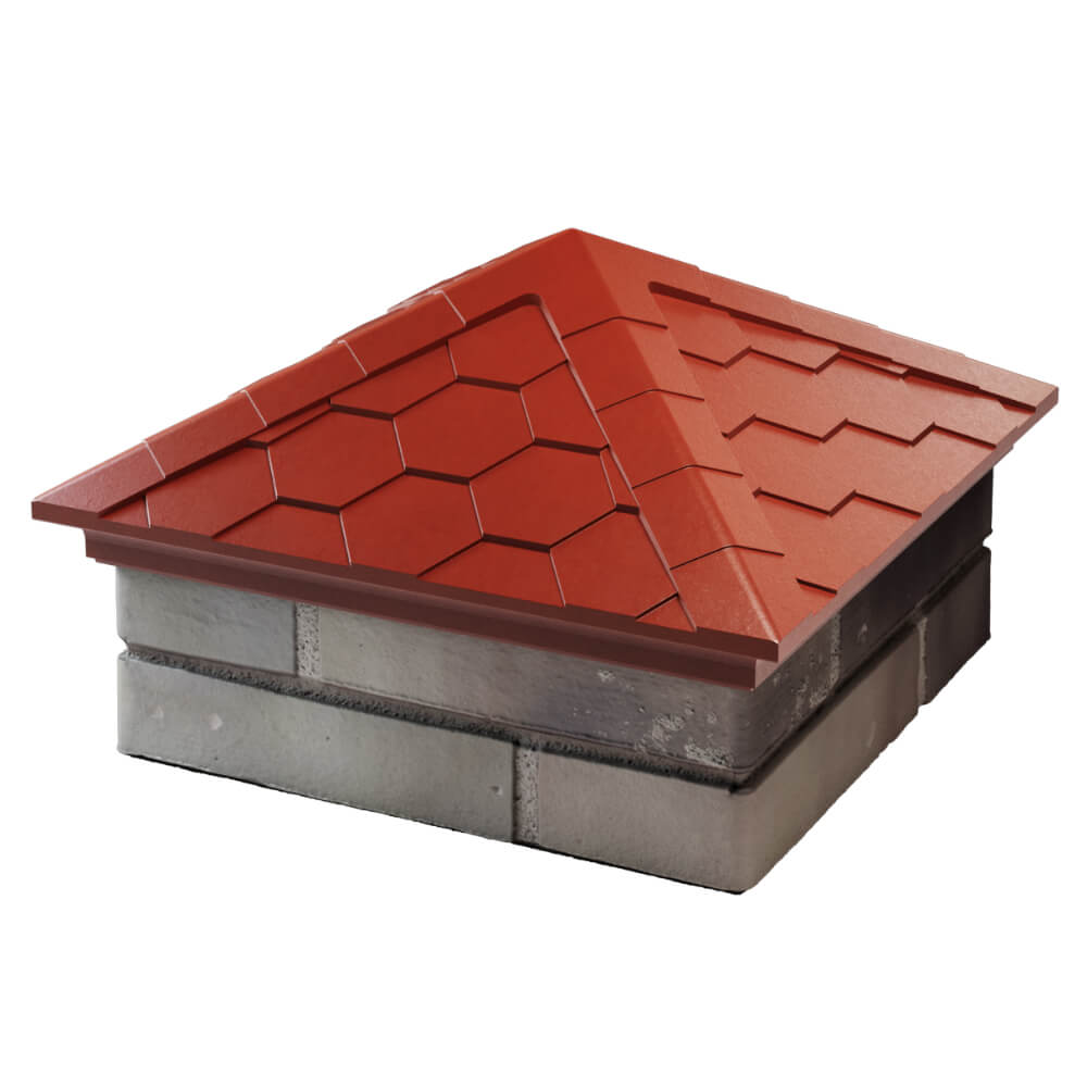 Колпак Zking Эверест Красный на столб 1.5х1.5 кирпича (390х390мм) в Орле фото