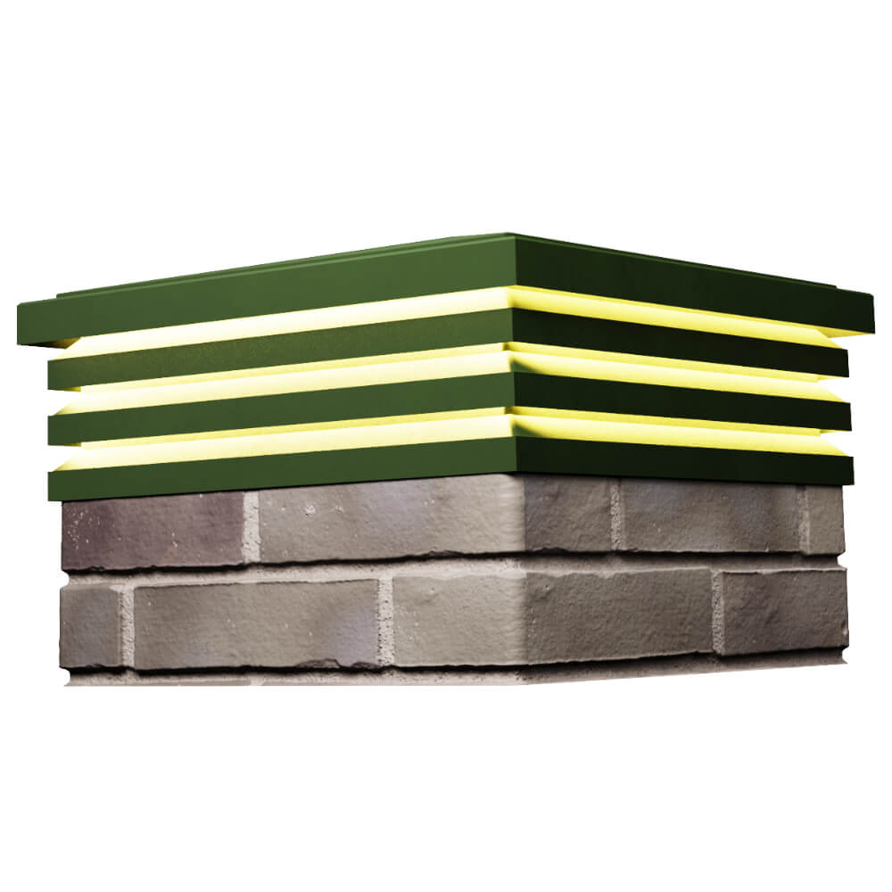 Колпак Zking Бона ХайТек Зеленый на столб 1.5х1.5 кирпича (385х385мм) с подсветкой в Орле фото