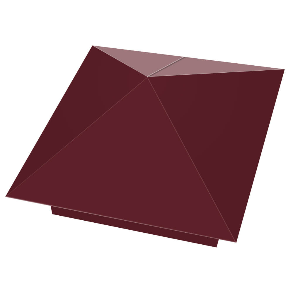 Колпак металлический 390х390мм RAL3005 Красное Вино заборный Орел фото