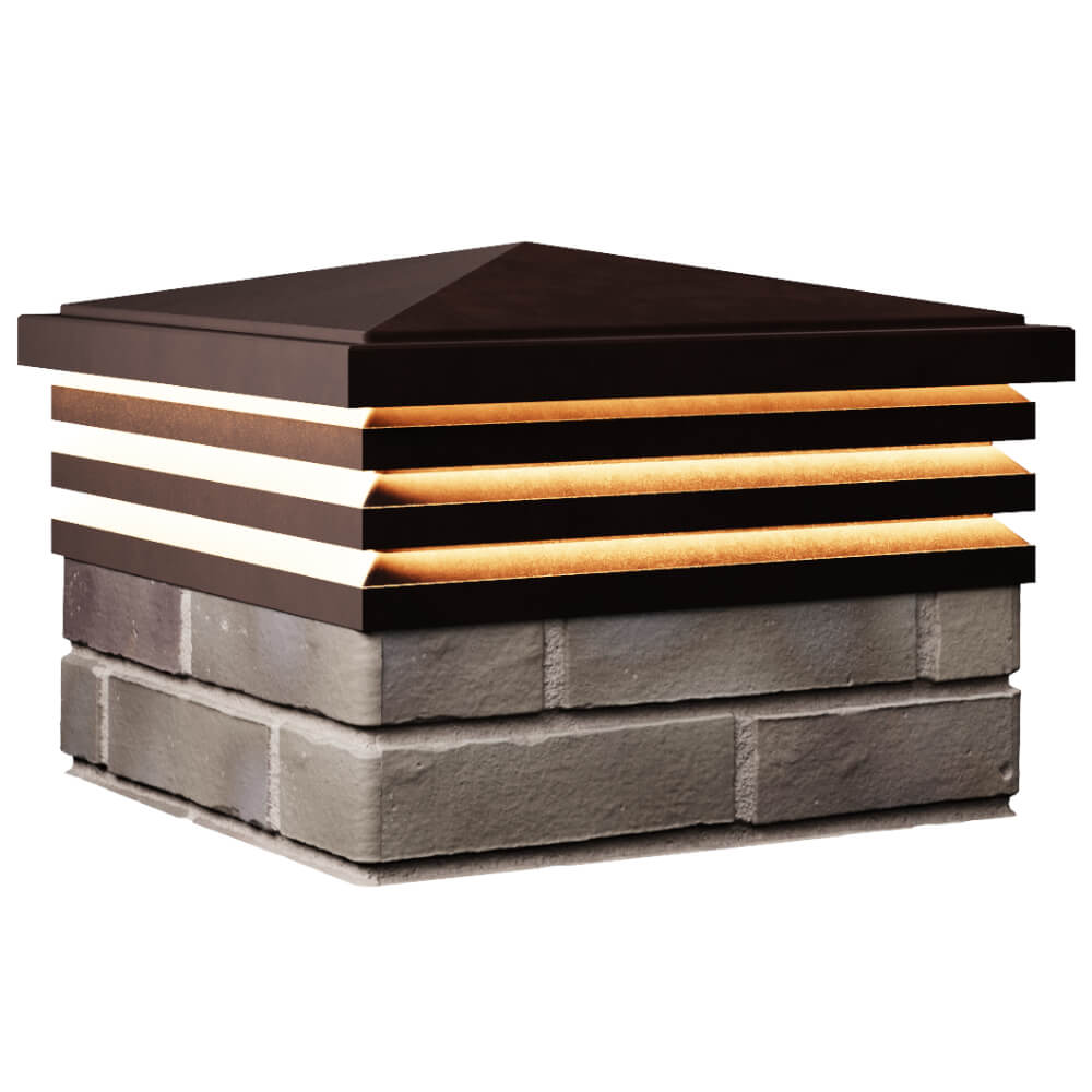 Колпак Zking Бона ХайТек Коричневый на столб 1.5х1.5 кирпича (385х385мм) с подсветкой в Орле фото