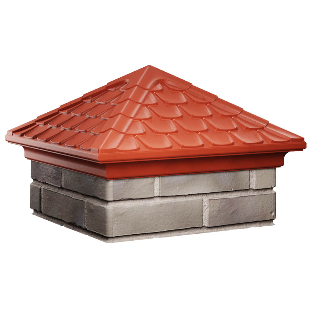 Колпак Zking Эльбрус Красный на столб 1.5х1.5 кирпича (385х385мм) в Орле фото