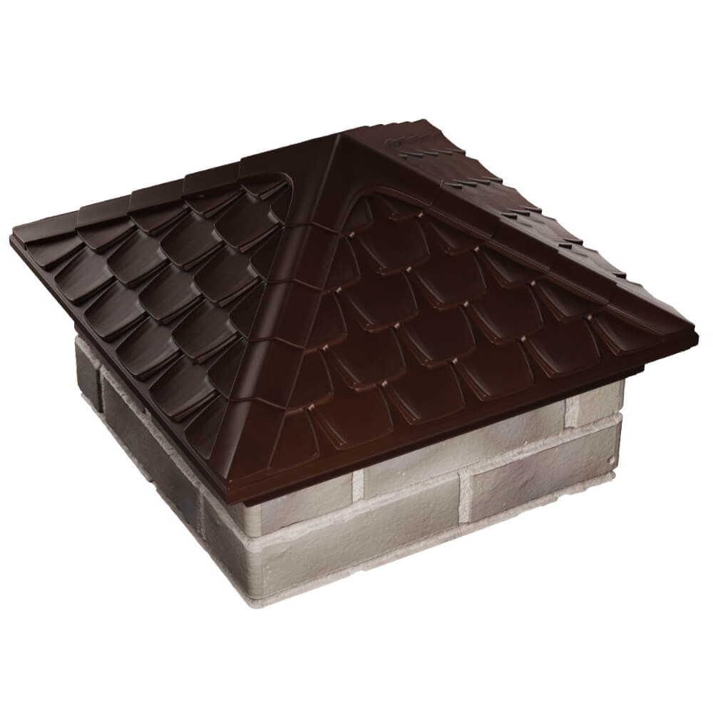 Колпак Zking Эльбрус Коричневый на столб 1.5х1.5 кирпича (385х385мм) в Орле фото