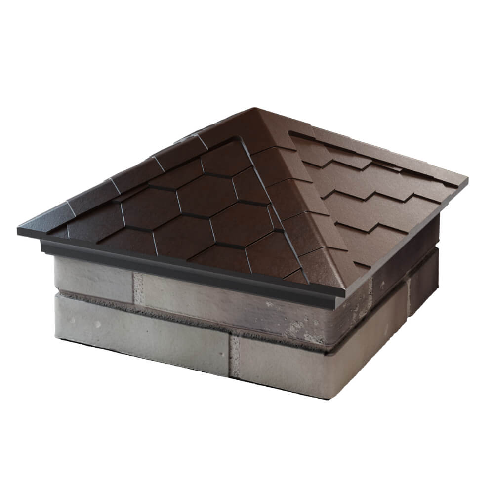 Колпак Zking Эверест Коричневый на столб 1.5х1.5 кирпича (390х390мм) в Орле фото