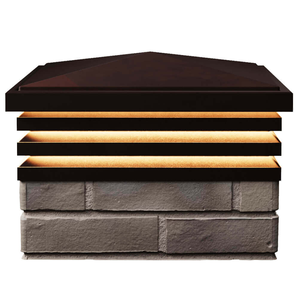 Колпак Zking Бона ХайТек Коричневый на столб 1.5х1.5 кирпича (385х385мм) с подсветкой в Орле фото